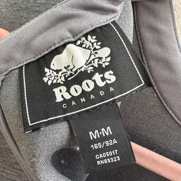 ROOTS Athletics Canada Gray Pullover Back Zip Faux Neoprene Scuba Sweatshirt M - Picture 9 of 11